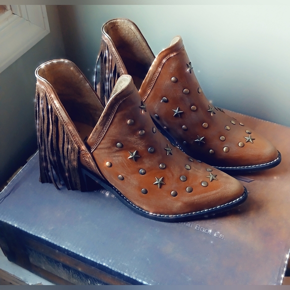 Circle G Corral Studs Fringe Tassel Ankle Boots Distressed Cowgirl Western - Picture 2 of 9